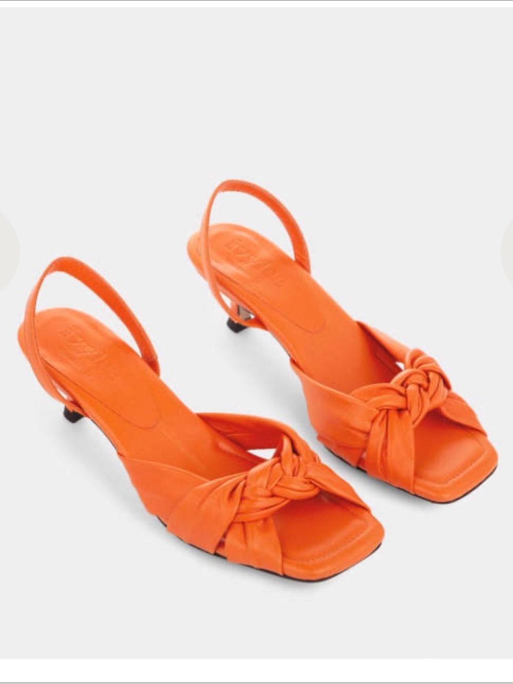 IVYLEE Claire Orange Slingback Kitten Heel Sandals Size 36